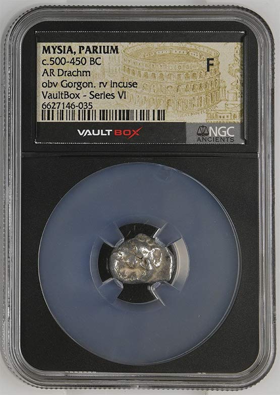 Greek c.500-450 BC Mysia (Gorgon) Silver Drachm NGC Fine - Series VI Front
