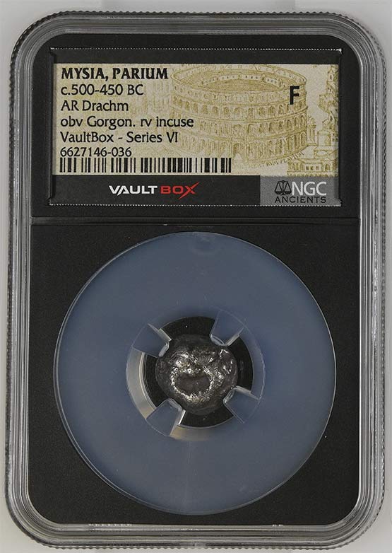 Greek c.500-450 BC Mysia (Gorgon) Silver Drachm NGC Fine - Series VI Front