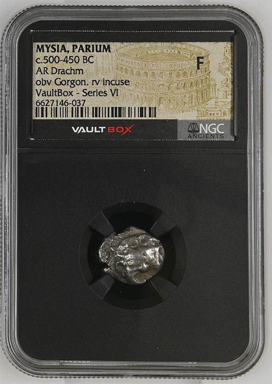 Greek c.500-450 BC Mysia (Gorgon) Silver Drachm NGC Fine - Series VI Front