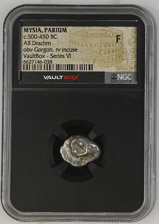 Greek c.500-450 BC Mysia (Gorgon) Silver Drachm NGC Fine - Series VI Front