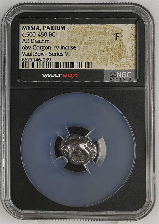 Greek c.500-450 BC Mysia (Gorgon) Silver Drachm NGC Fine - Series VI Front