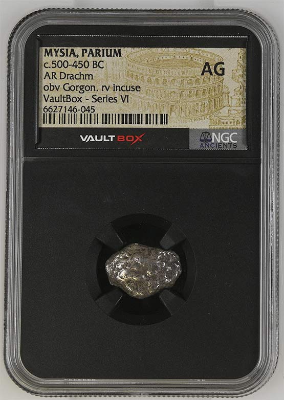 Greek c.500-450 BC Mysia (Gorgon) Silver Drachm NGC AG - Series VI Front
