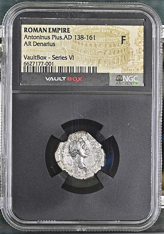 Roman Empire AD 138-161 Antoninus Pius Denarius NGC Fine - Series VI Front