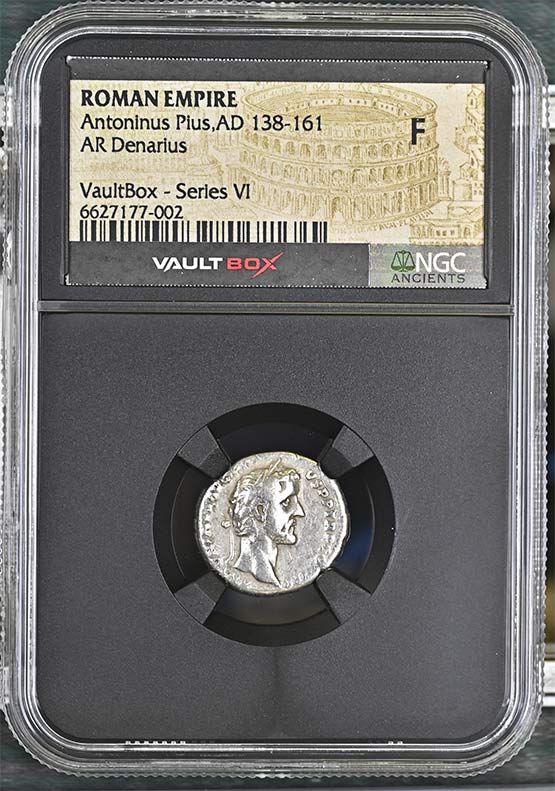 Roman Empire AD 138-161 Antoninus Pius Denarius NGC Fine - Series VI Front