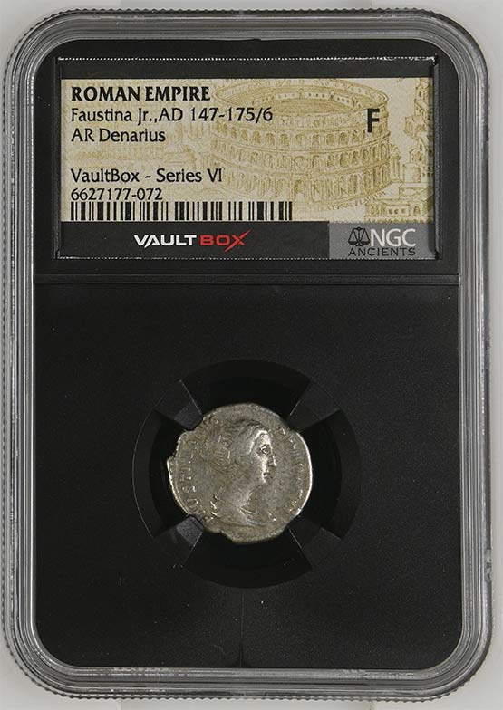 Roman Empire AD 147-175/6 Faustina Jr Denarius NGC Fine - Series VI Front