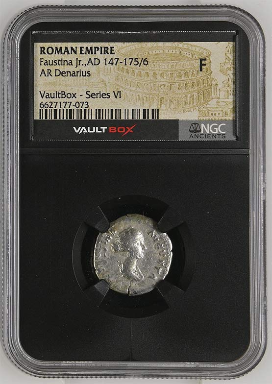 Roman Empire AD 147-175/6 Faustina Jr Denarius NGC Fine - Series VI Front