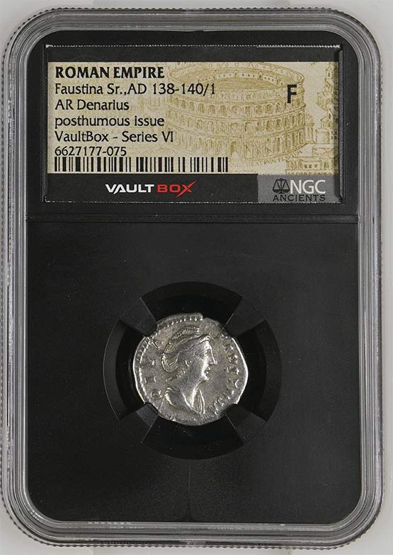 Roman Empire AD 138-140/1 Faustina Sr Denarius NGC Fine - Series VI Front