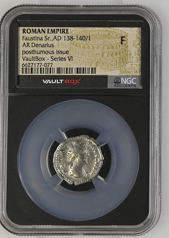 Roman Empire AD 138-140/1 Faustina Sr Denarius NGC Fine - Series VI Front
