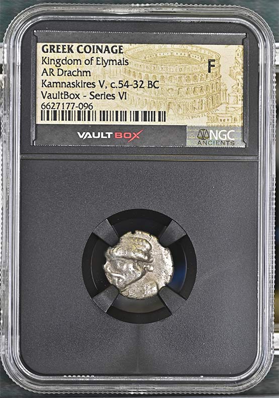 Greek Kingdom of Elymais c.54-32 BC Kamnaskires V Silver Drachm NGC Fine - Series VI Front