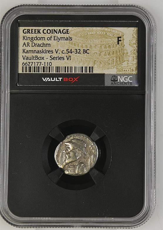 Greek Kingdom of Elymais c.54-32 BC Kamnaskires V Silver Drachm NGC Fine - Series VI Front