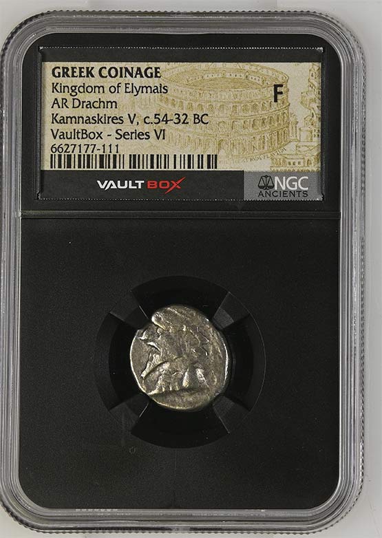 Greek Kingdom of Elymais c.54-32 BC Kamnaskires V Silver Drachm NGC Fine - Series VI Front