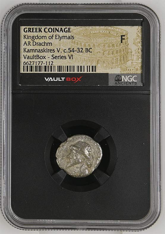 Greek Kingdom of Elymais c.54-32 BC Kamnaskires V Silver Drachm NGC Fine - Series VI Front