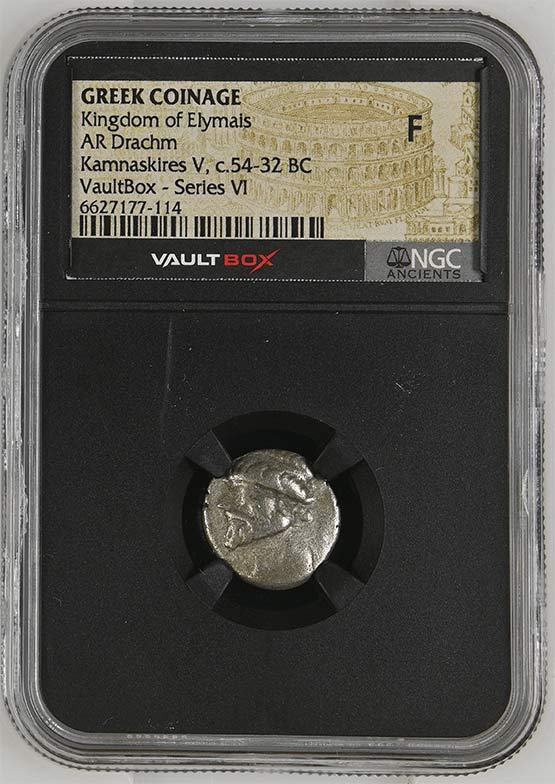 Greek Kingdom of Elymais c.54-32 BC Kamnaskires V Silver Drachm NGC Fine - Series VI Front