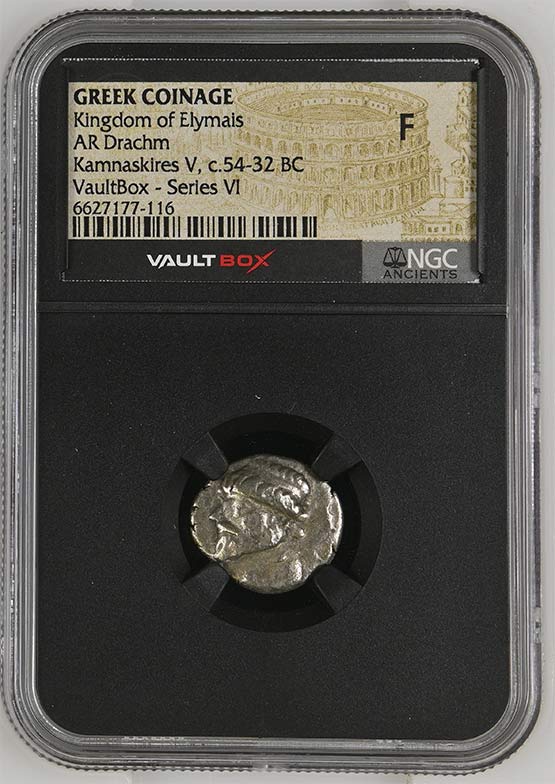 Greek Kingdom of Elymais c.54-32 BC Kamnaskires V Silver Drachm NGC Fine - Series VI Front