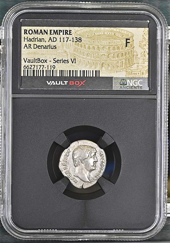 Roman Empire AD 117-138 Hadrian Silver Denarius NGC Fine - Series VI Front