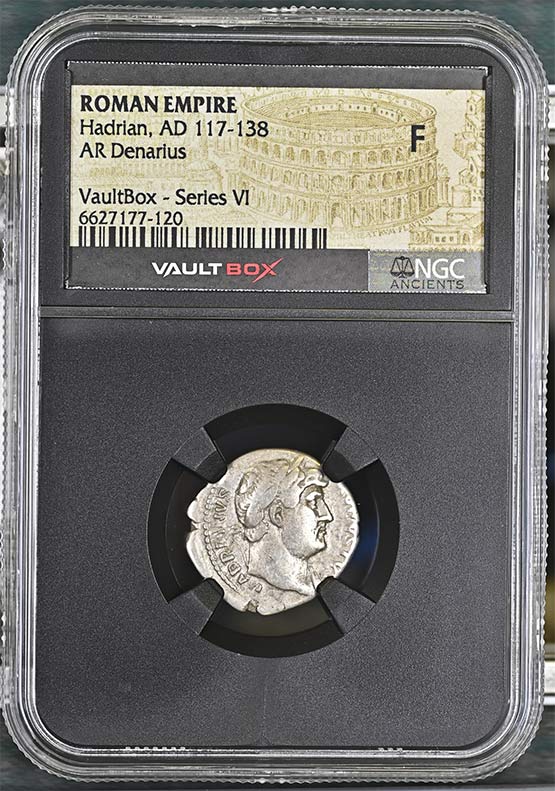Roman Empire AD 117-138 Hadrian Silver Denarius NGC Fine - Series VI Front