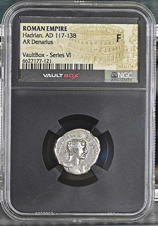 Roman Empire AD 117-138 Hadrian Silver Denarius NGC Fine - Series VI Front