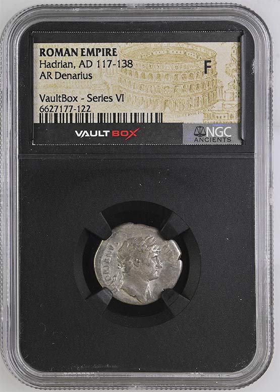 Roman Empire AD 117-138 Hadrian Silver Denarius NGC Fine - Series VI Front