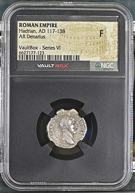 Roman Empire AD 117-138 Hadrian Silver Denarius NGC Fine - Series VI Front