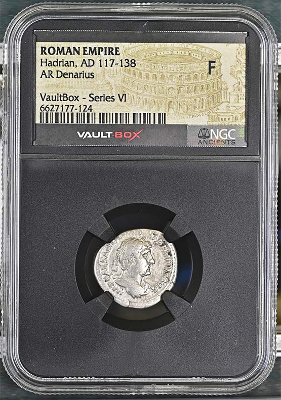 Roman Empire AD 117-138 Hadrian Silver Denarius NGC Fine - Series VI Front