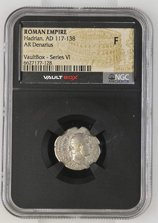 Roman Empire AD 117-138 Hadrian Silver Denarius NGC Fine - Series VI Front