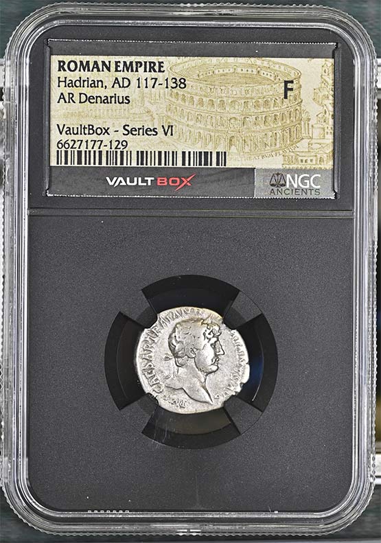 Roman Empire AD 117-138 Hadrian Silver Denarius NGC Fine - Series VI Front