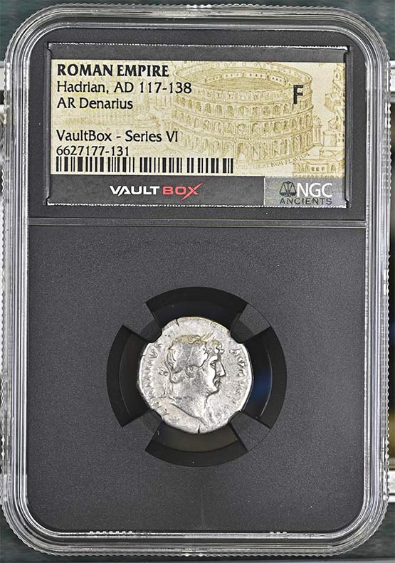 Roman Empire AD 117-138 Hadrian Silver Denarius NGC Fine - Series VI Front