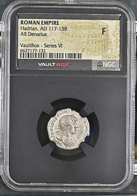 Roman Empire AD 117-138 Hadrian Silver Denarius NGC Fine - Series VI Front