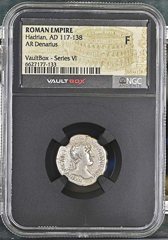 Roman Empire AD 117-138 Hadrian Silver Denarius NGC Fine - Series VI Front