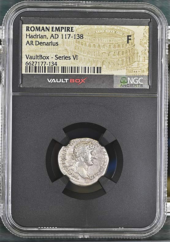 Roman Empire AD 117-138 Hadrian Silver Denarius NGC Fine - Series VI Front