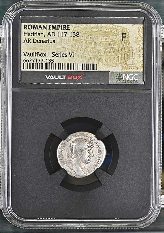 Roman Empire AD 117-138 Hadrian Silver Denarius NGC Fine - Series VI Front