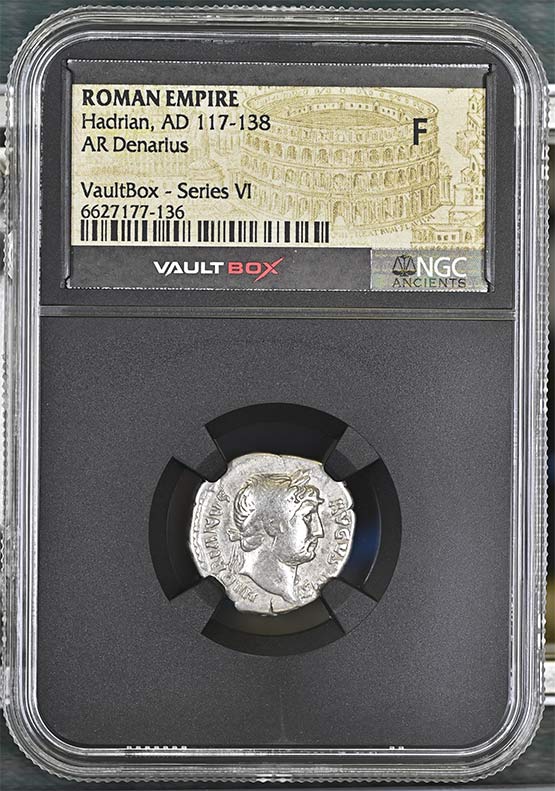 Roman Empire AD 117-138 Hadrian Silver Denarius NGC Fine - Series VI Front