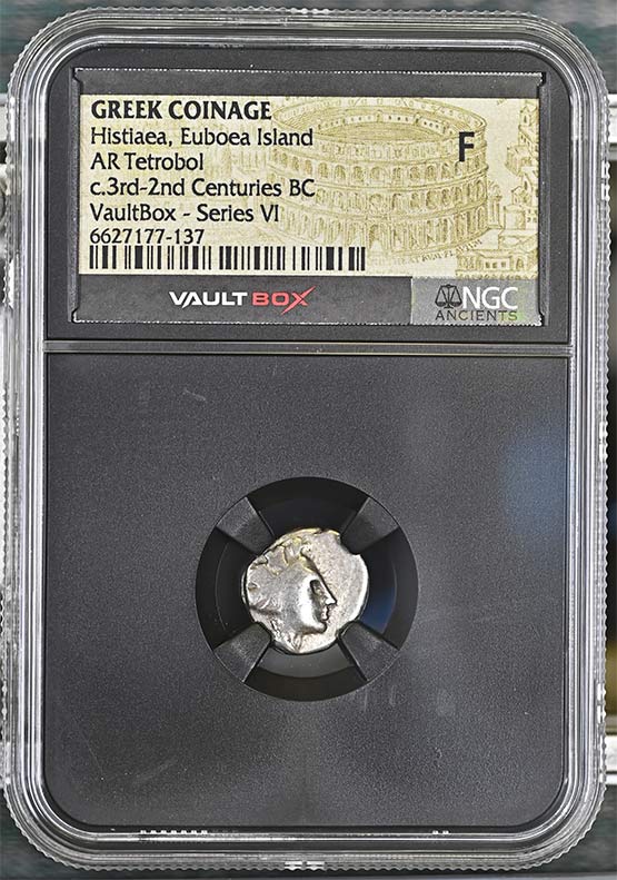 Greek c.3rd-2nd Centuries BC Histiaea Euboea Silver Tetrobol NGC Fine - Series VI Front
