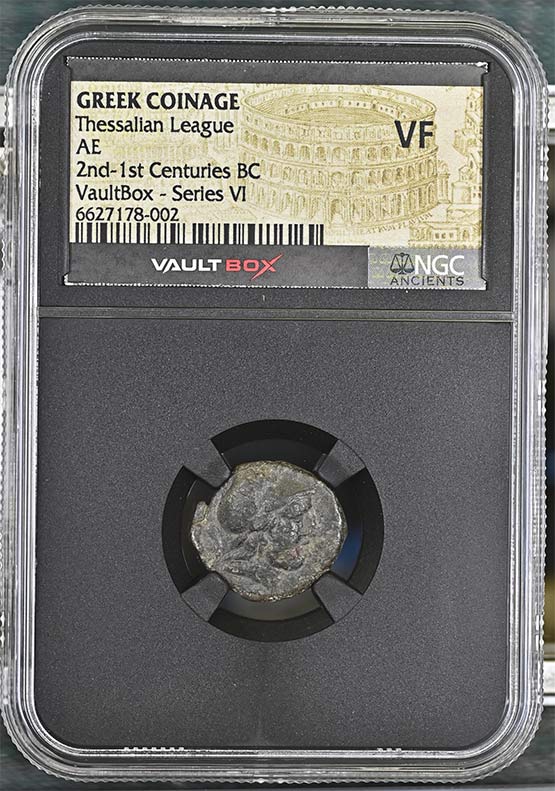 Greek 2nd-1st Centuries BC Thessalian League Bronze AE NGC VF - Series VI Front