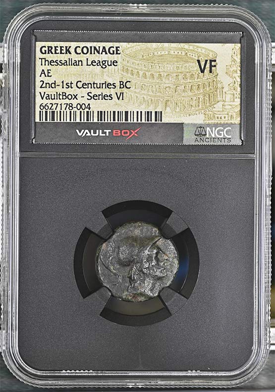 Greek 2nd-1st Centuries BC Thessalian League Bronze AE NGC VF - Series VI Front
