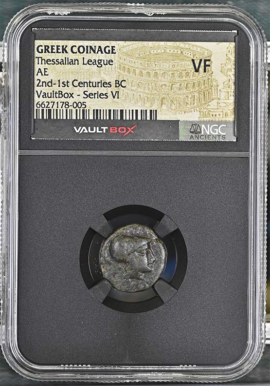 Greek 2nd-1st Centuries BC Thessalian League Bronze AE NGC VF - Series VI Front