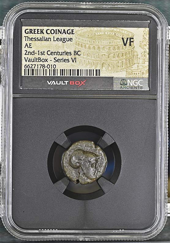 Greek 2nd-1st Centuries BC Thessalian League Bronze AE NGC VF - Series VI Front