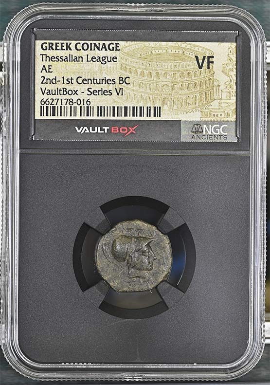Greek 2nd-1st Centuries BC Thessalian League Bronze AE NGC VF - Series VI Front