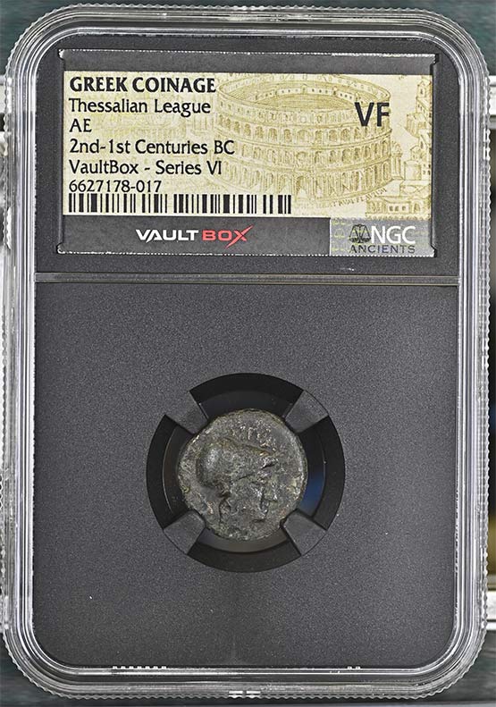 Greek 2nd-1st Centuries BC Thessalian League Bronze AE NGC VF - Series VI Front