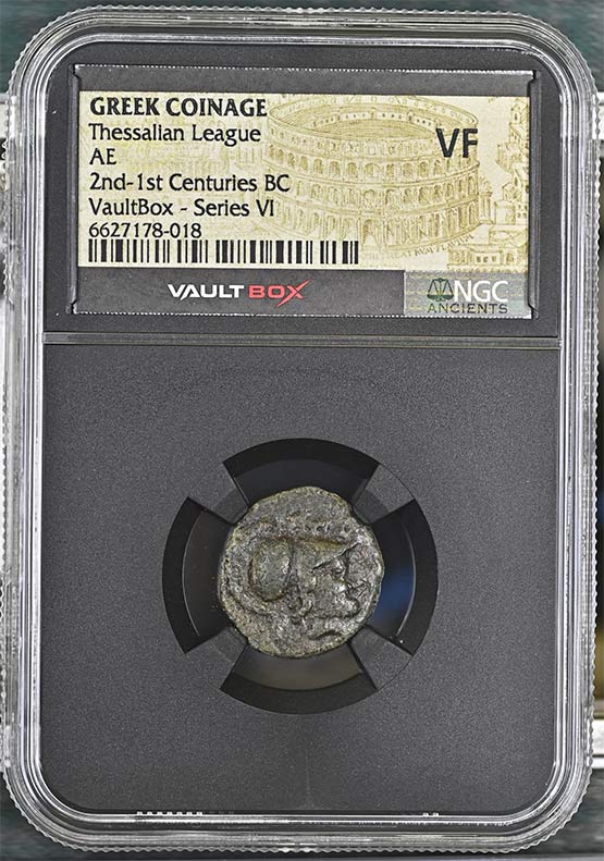 Greek 2nd-1st Centuries BC Thessalian League Bronze AE NGC VF - Series VI Front