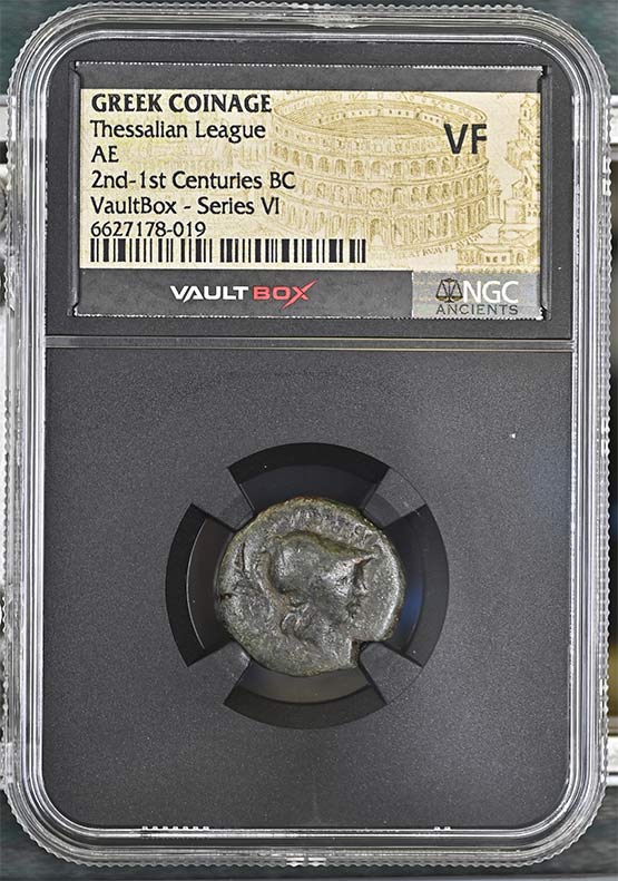 Greek 2nd-1st Centuries BC Thessalian League Bronze AE NGC VF - Series VI Front