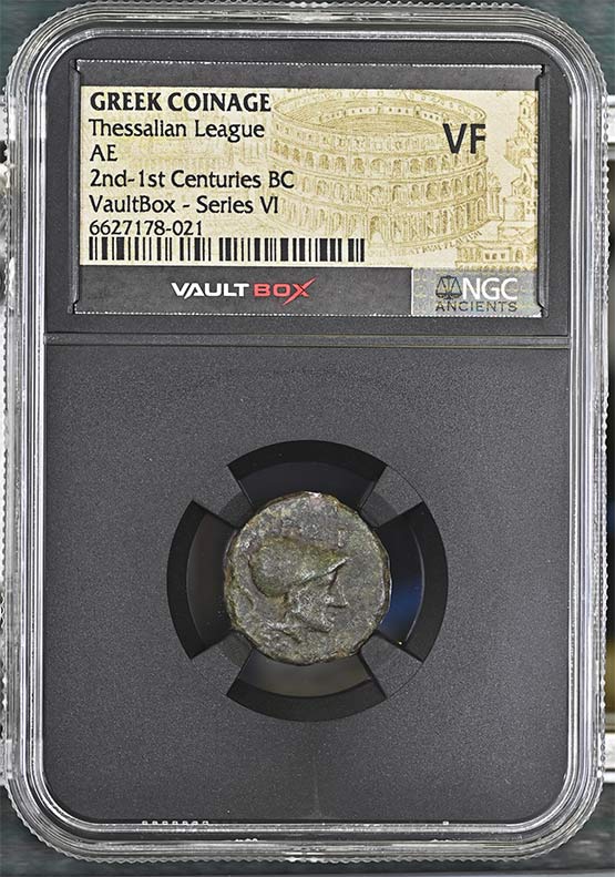 Greek 2nd-1st Centuries BC Thessalian League Bronze AE NGC VF - Series VI Front