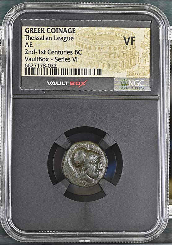Greek 2nd-1st Centuries BC Thessalian League Bronze AE NGC VF - Series VI Front