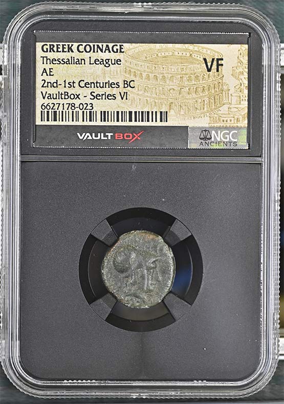 Greek 2nd-1st Centuries BC Thessalian League Bronze AE NGC VF - Series VI Front