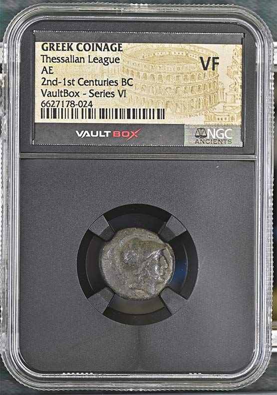 Greek 2nd-1st Centuries BC Thessalian League Bronze AE NGC VF - Series VI Front