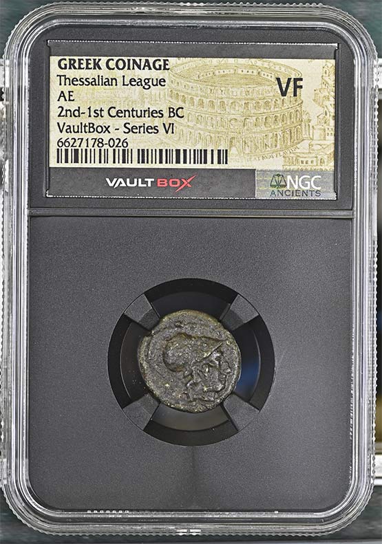 Greek 2nd-1st Centuries BC Thessalian League Bronze AE NGC VF - Series VI Front