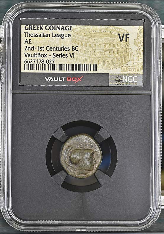 Greek 2nd-1st Centuries BC Thessalian League Bronze AE NGC VF - Series VI Front