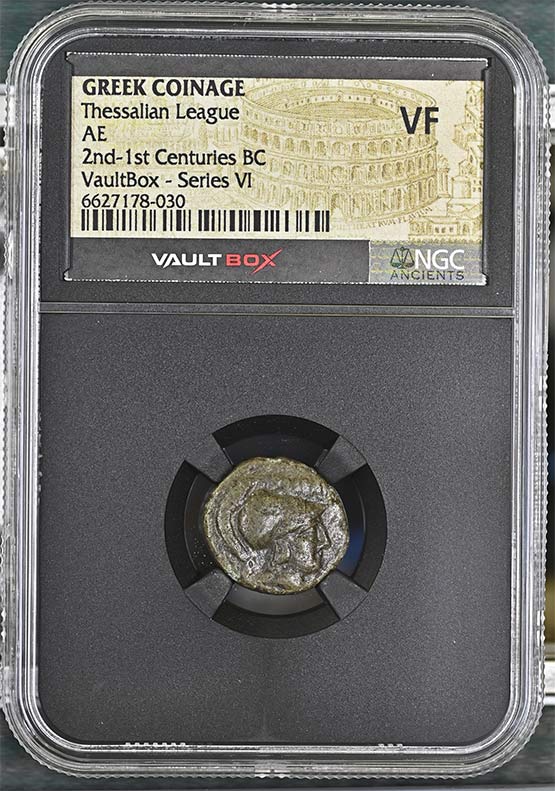 Greek 2nd-1st Centuries BC Thessalian League Bronze AE NGC VF - Series VI Front