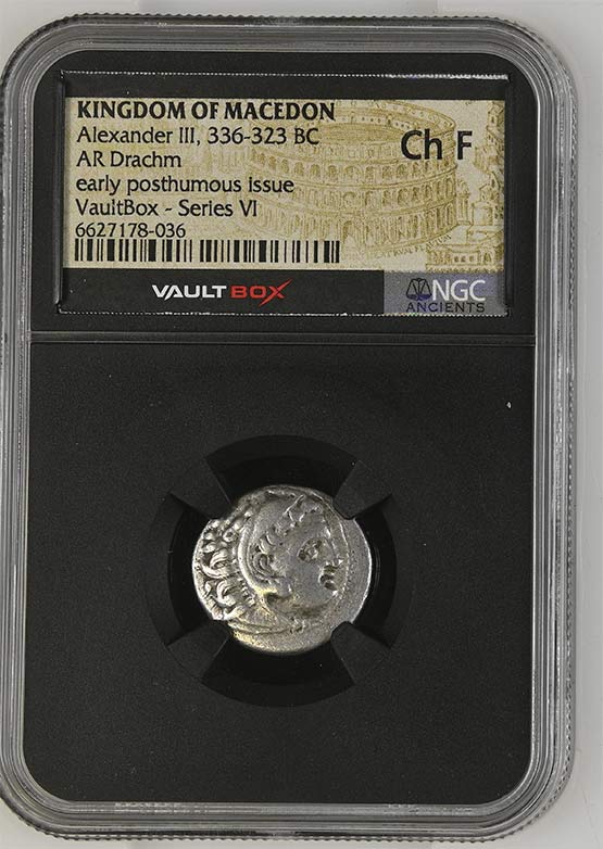 Greek 336-323 BC Alexander The Great Silver Drachm NGC Ch Fine - Series VI Front