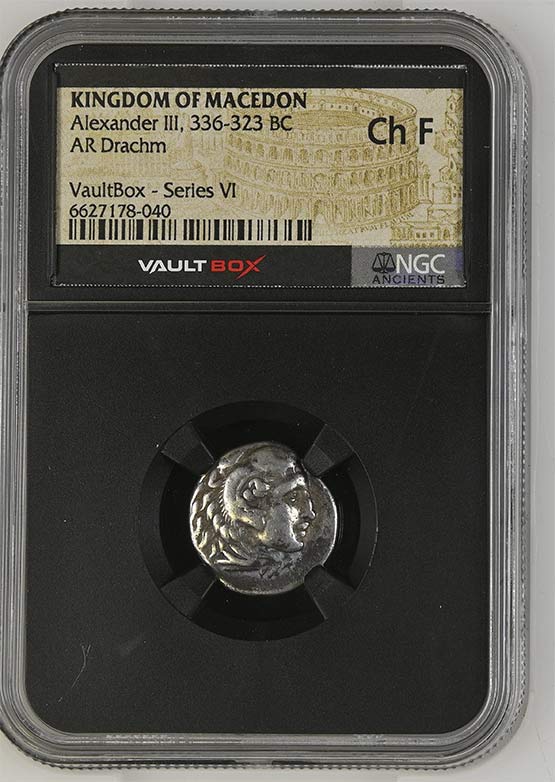 Greek 336-323 BC Alexander The Great Silver Drachm NGC Ch Fine - Series VI Front